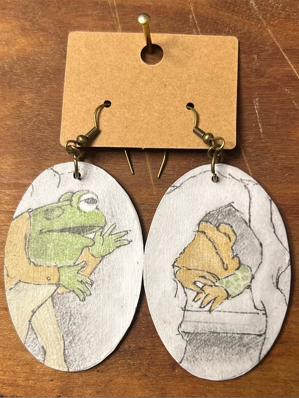 Upcycled Frog and Toad Drop Earrings